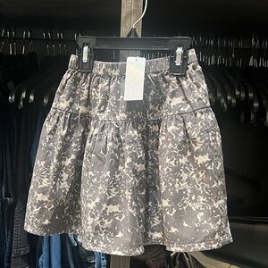 Girls Peek Fine-whale Corduroy Floral Skirt Gray/Cream Elastic/Drop Waist 6-7